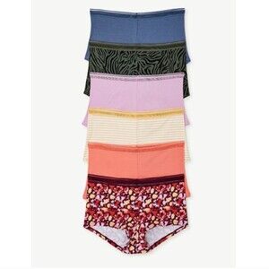 Joyspun Women's Cotton Boyshort Panties, 6-Pack, Size XXL